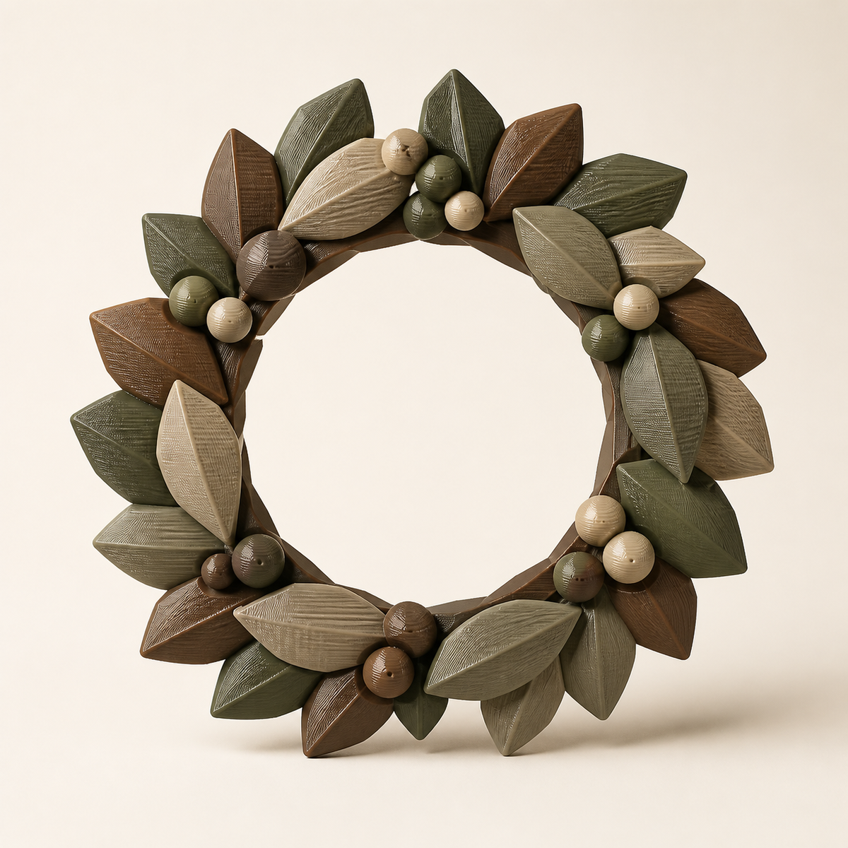 door wreath berry geometry – rustic from PETG on bright studio background