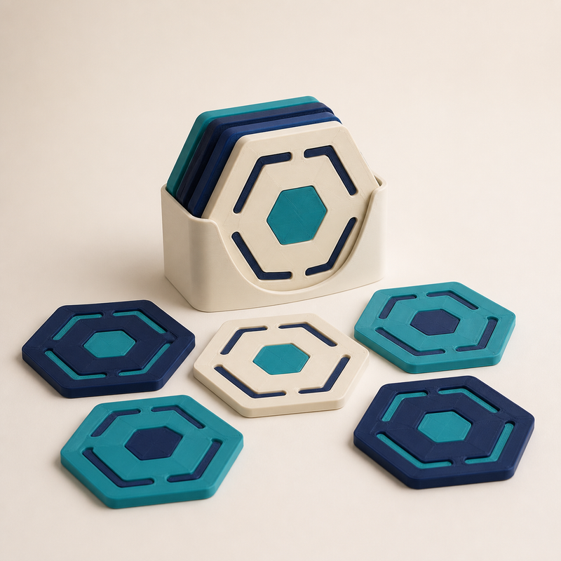 coaster set contour – Futuristic from PETG on bright studio background