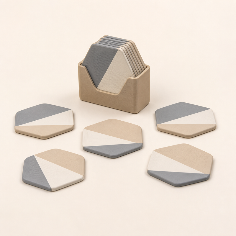 coaster set contour – minimalist made of PETG on bright studio background