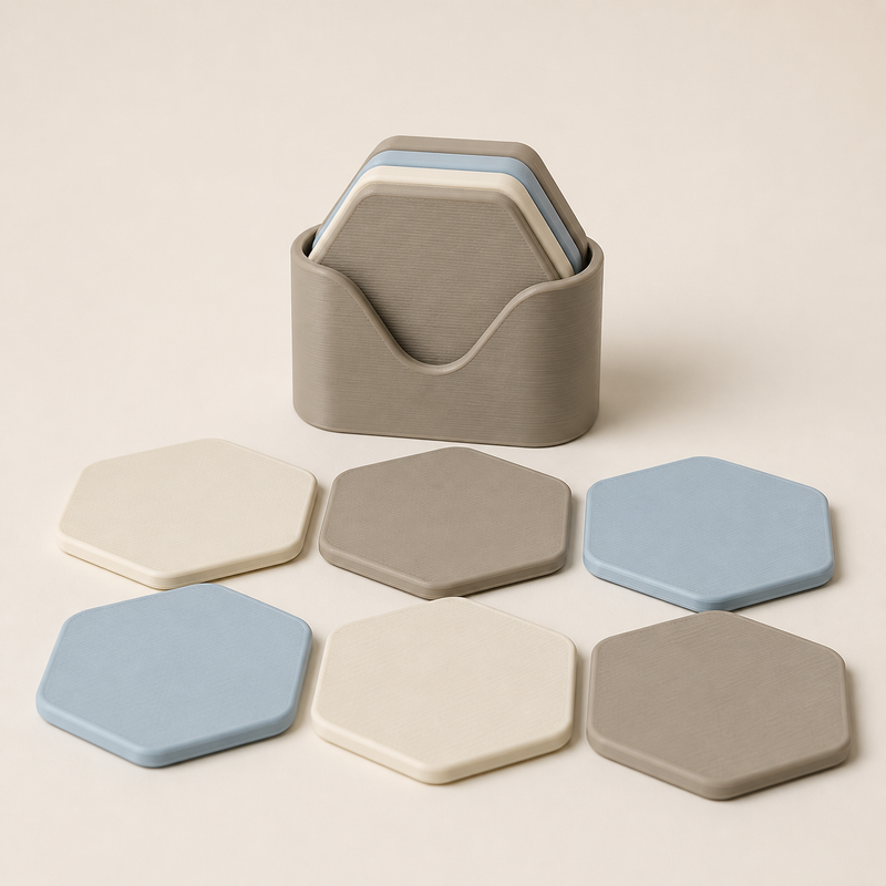 coaster set contour – serene made of PETG on bright studio background