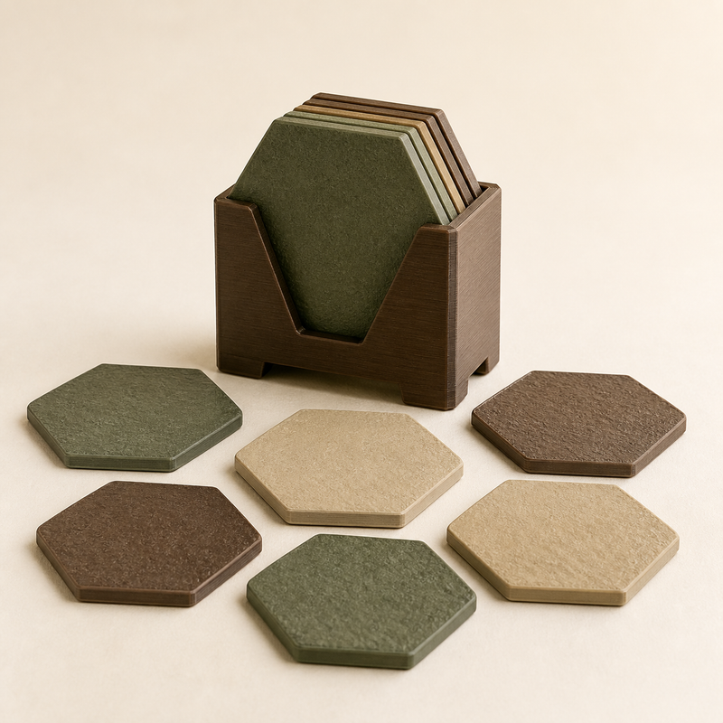 coaster set contour – Rustic from PETG on bright studio background