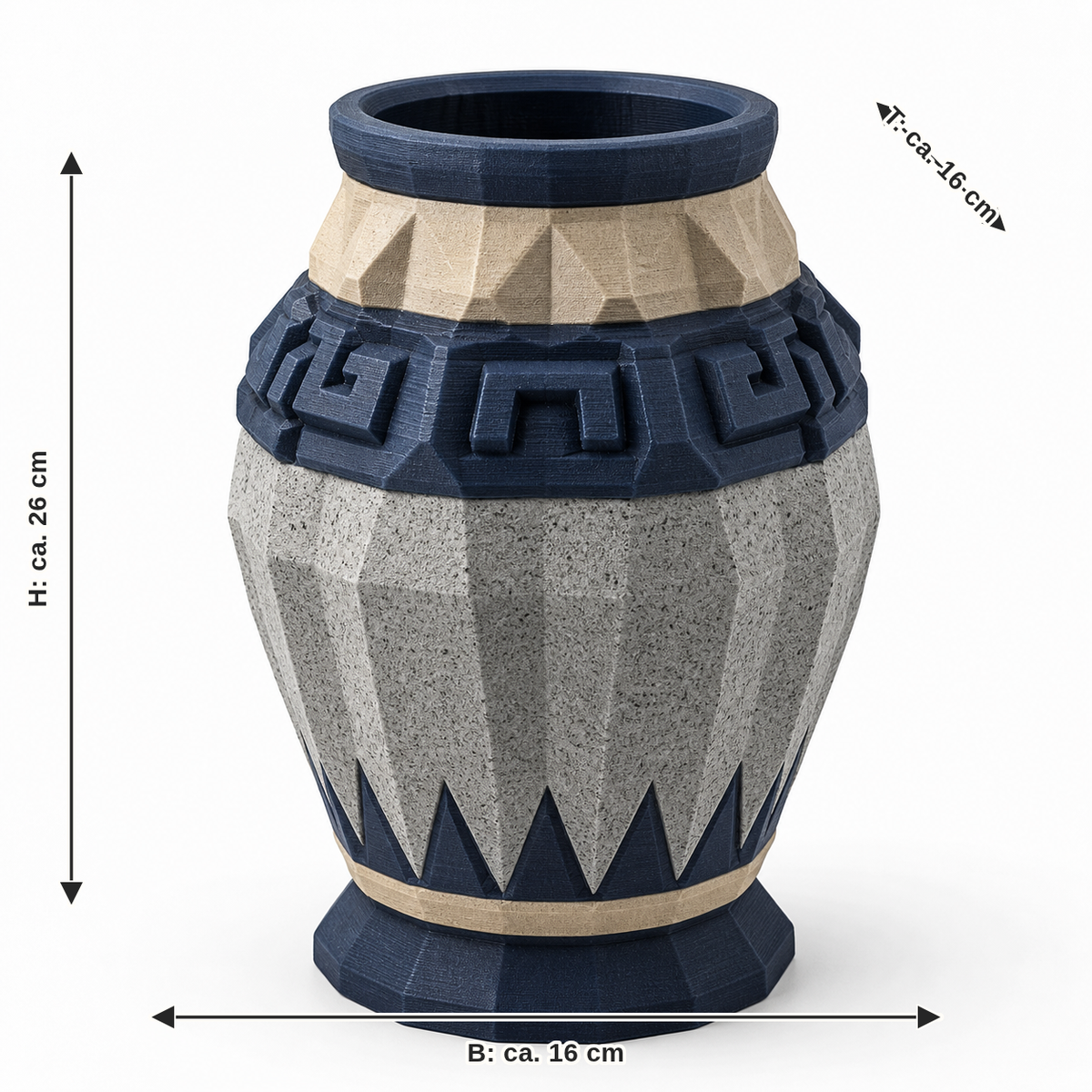Measurement for vase North Ornament: width approx. 16 cm, depth approx. 16 cm, height approx. 26 cm