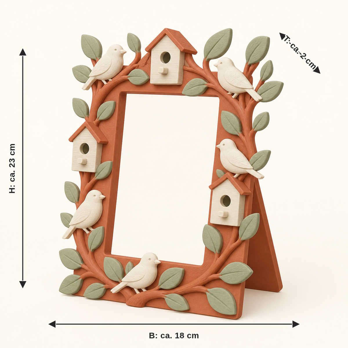 Dimensional image for bird garden-photo frame Bird portal: width approx. 18 cm, depth approx. 2 cm, height approx. 23 cm