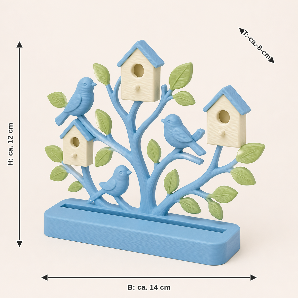 Dimensional image for bird garden photo holder Nest point: width approx. 14 cm, depth approx. 8 cm, height approx. 12 cm