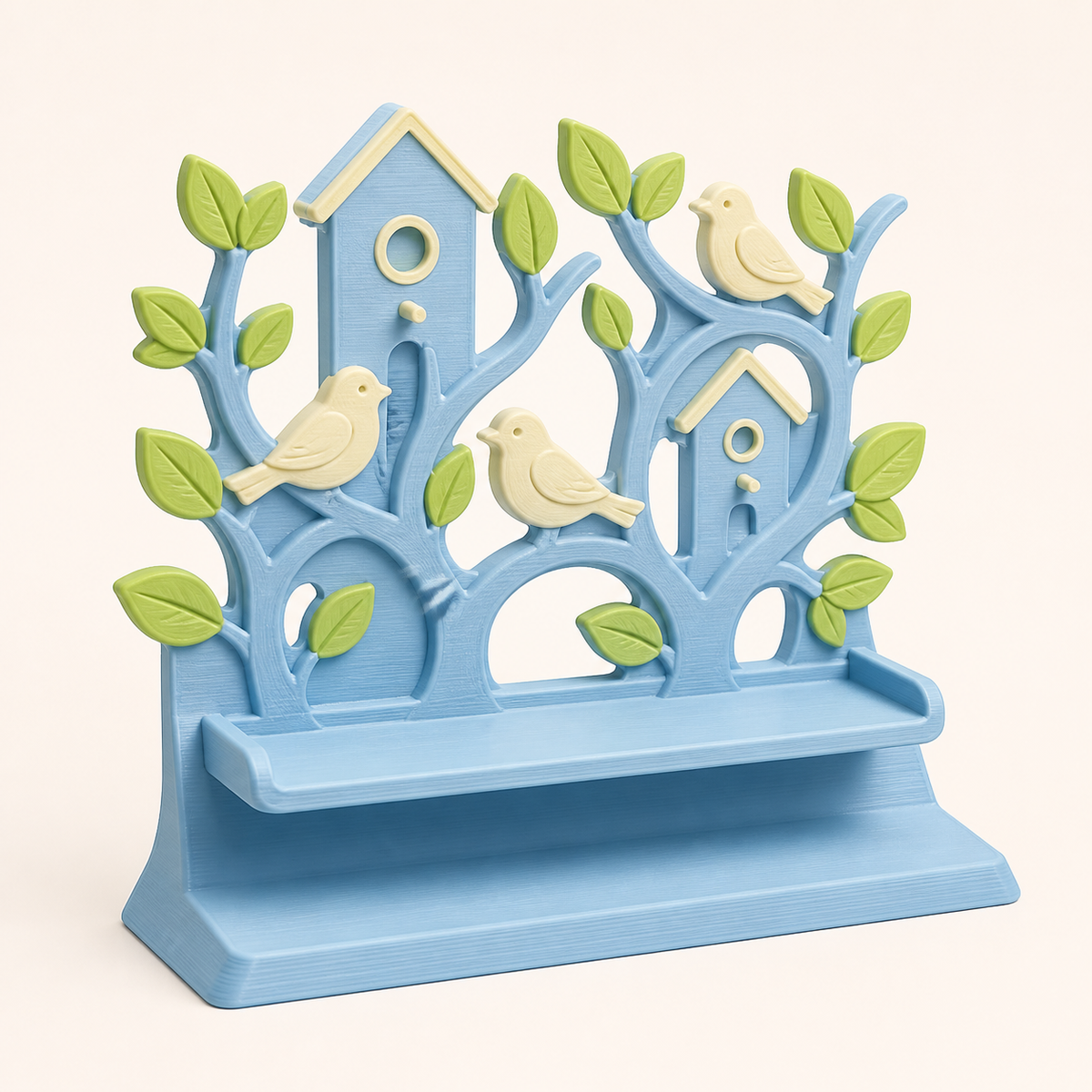 bird garden-Display stands nest stage made of 3D-printed PETG in sky blue, leaf green, cream