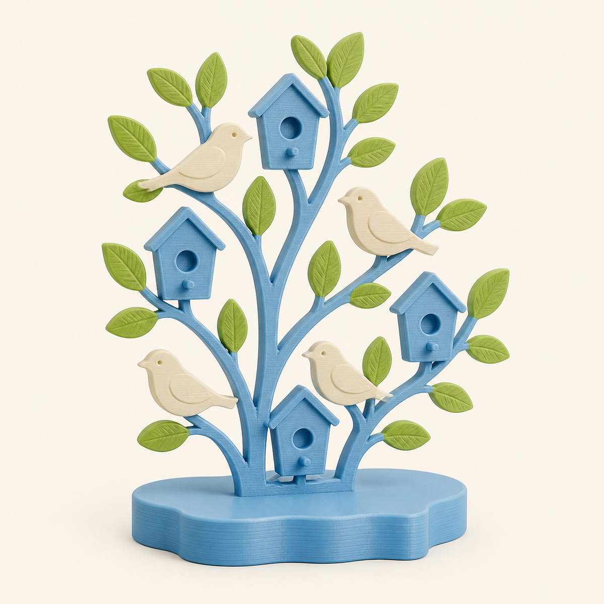 bird garden table set garden quartet from 3D-printed PETG in sky blue, leaf green, cream