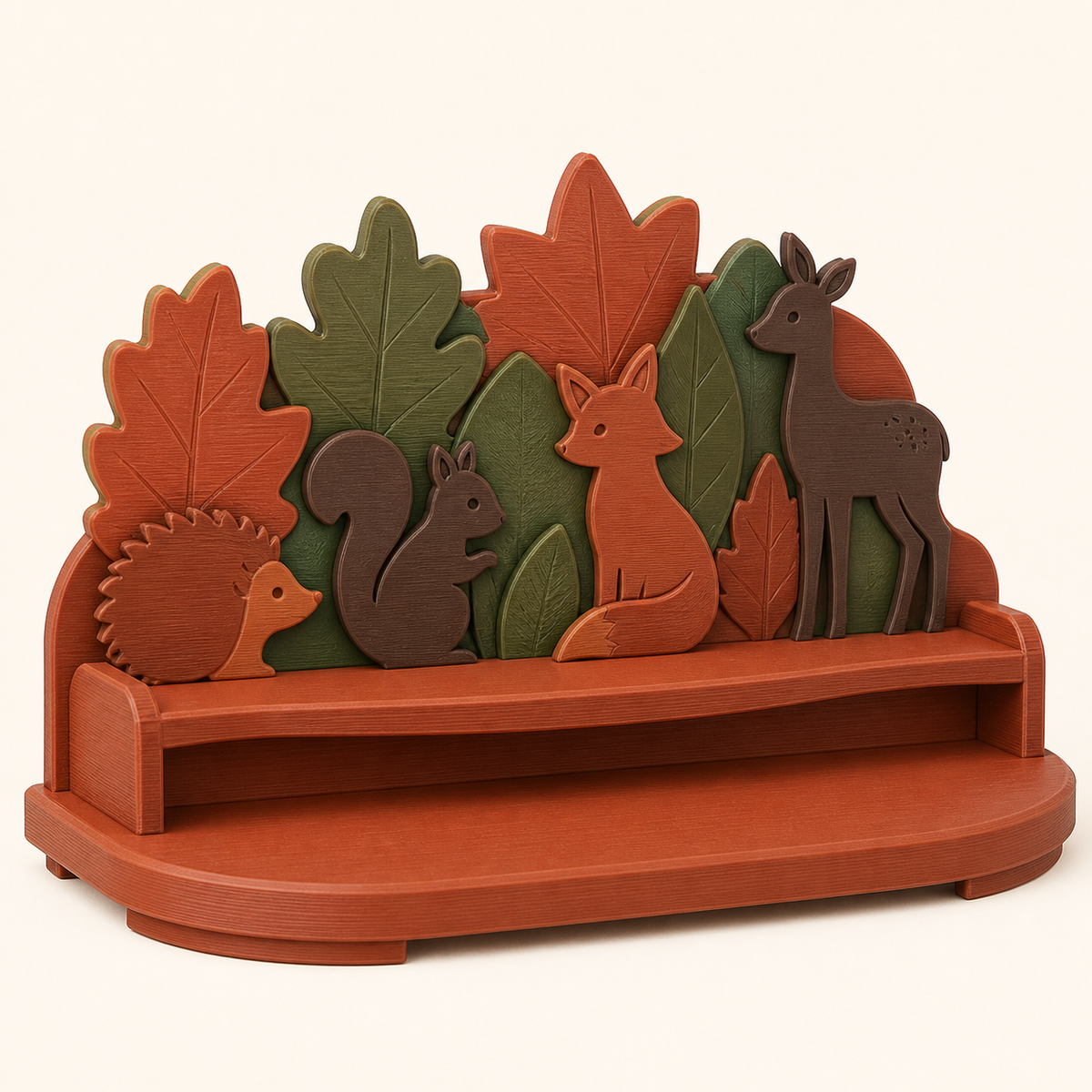 Waldtier-Präsentationsständer Tierbühne aus 3D-gedrucktem PETG in Terrakotta, Dunkelbraun, Waldgrün
