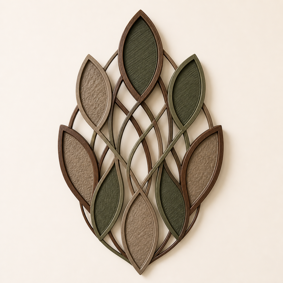 wall ornament leaf geometry – rustic from PETG on bright studio background