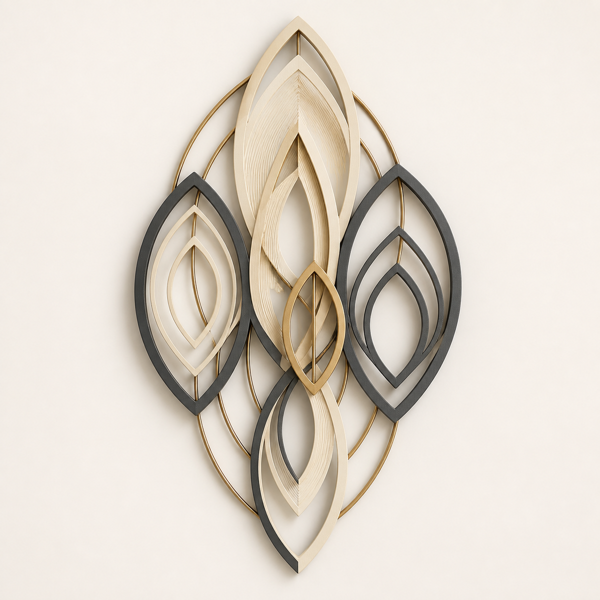 Wandornament Blattgeometrie – Zeitlos aus PETG auf hellem Studiohintergrund