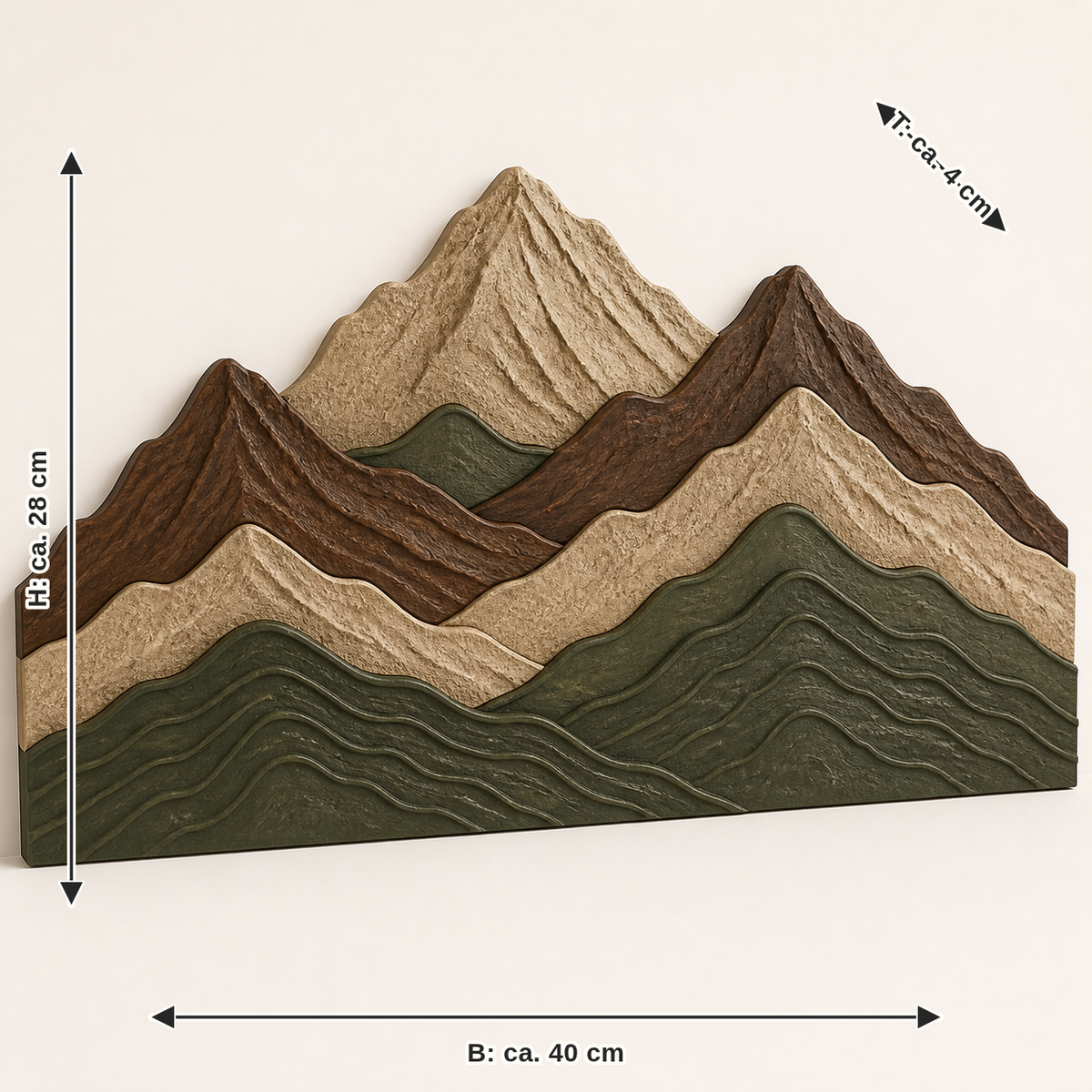 Measurement for wall relief height lines – Rustic: width approx. 40 cm, depth approx. 4 cm, height approx. 28 cm