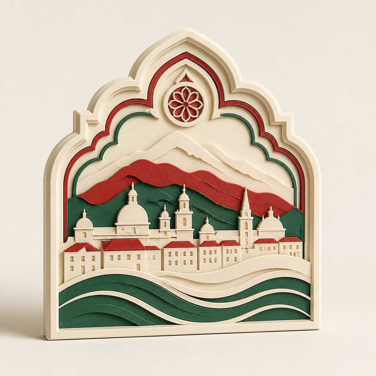 wall relief Salzachlinien – Salzburg from PETG on bright studio background