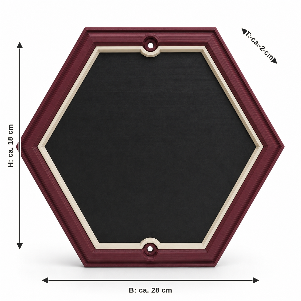 Dimensional image for wall sign Bordeauxwabe: width approx. 28 cm, depth approx. 2 cm, height approx. 18 cm