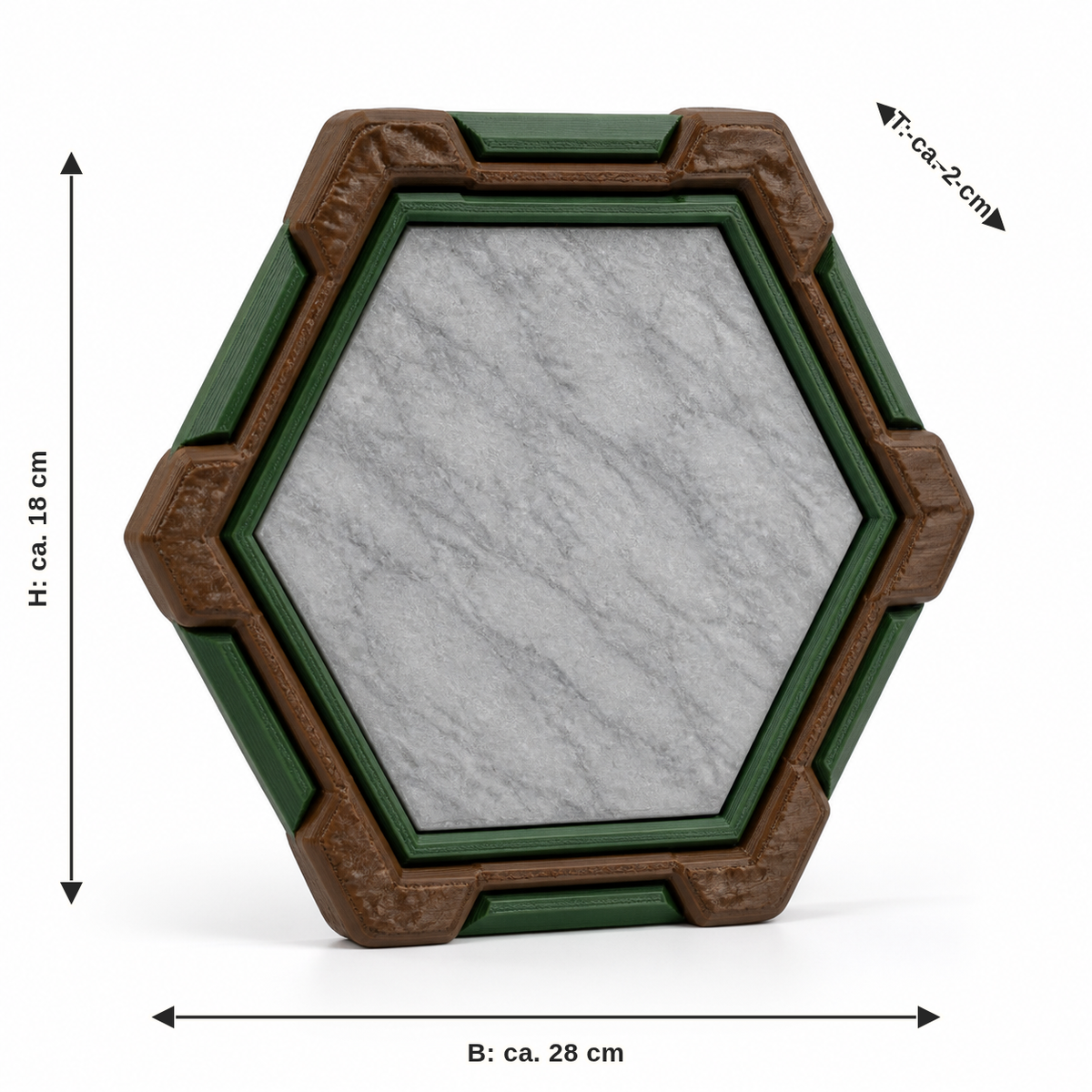 Dimensional picture for wall sign forest honeycomb: width about 28 cm, depth about 2 cm, height about 18 cm