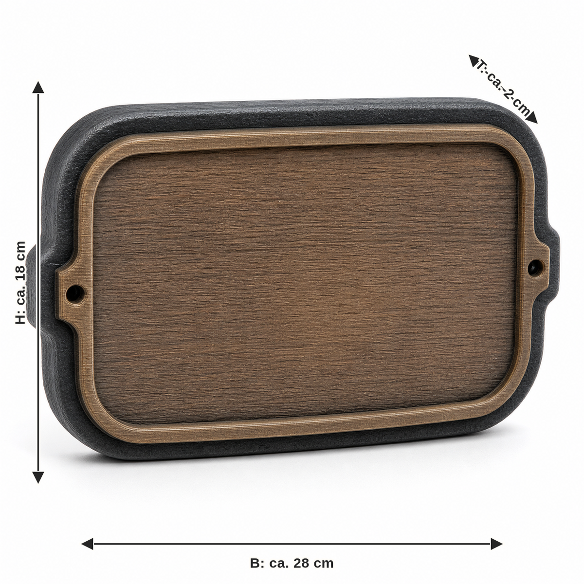 Dimensional image for wall sign workbench: width approx. 28 cm, depth approx. 2 cm, height approx. 18 cm