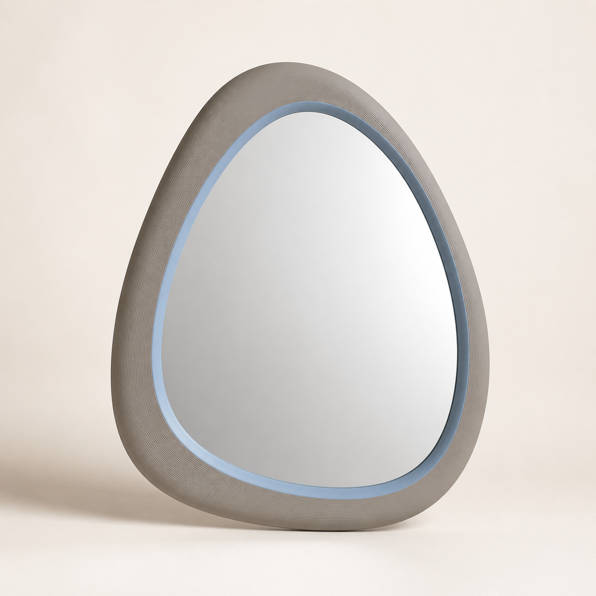 wall mirror pebble frame – serene made of PETG on bright studio background