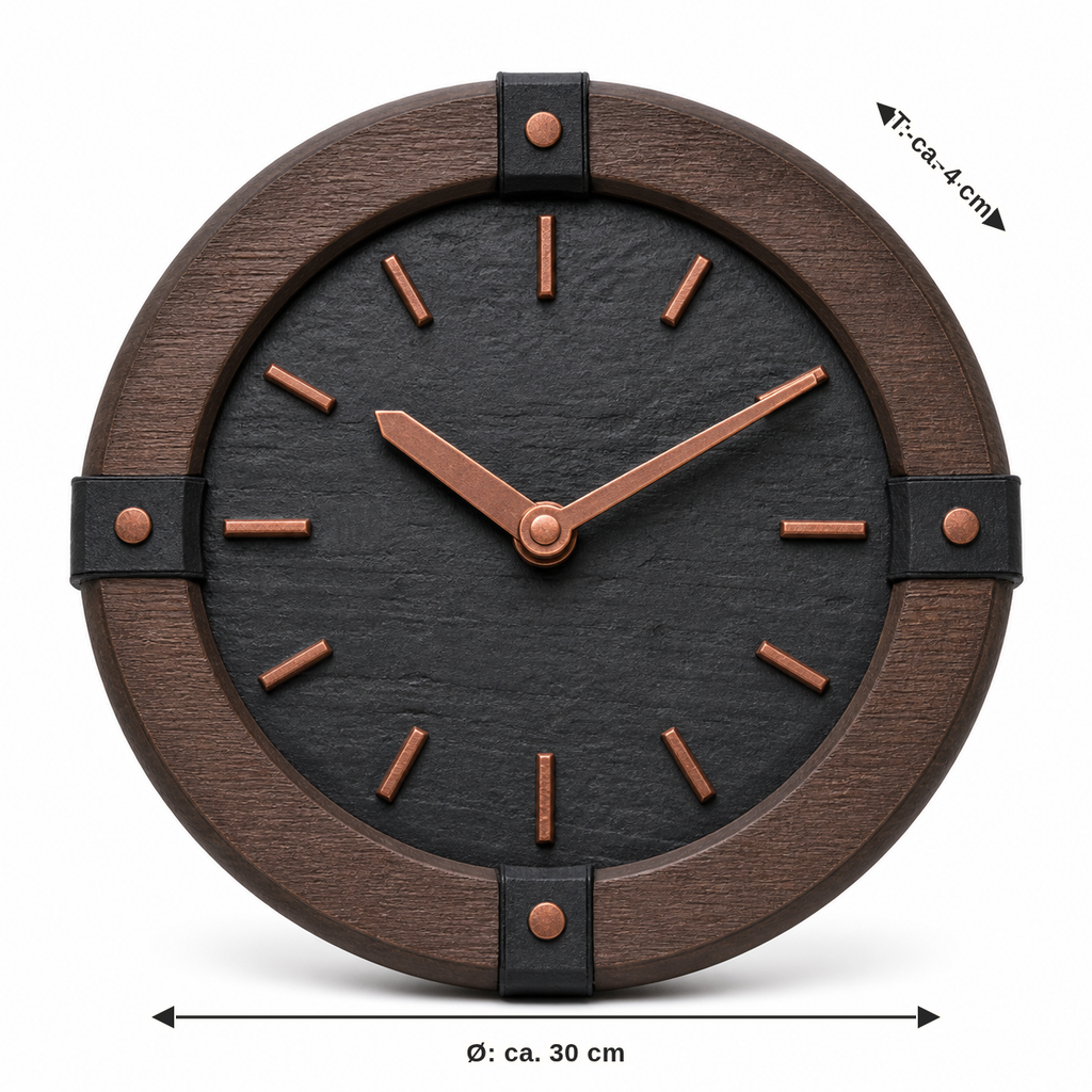 Dimensional image for wall clock copper wheel: diameter approx. 30 cm, depth approx. 4 cm
