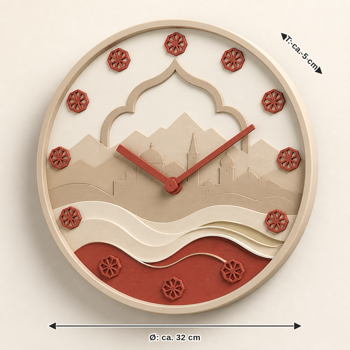 Dimensional image for wall clock Mirabellrosette – Salzburg: diameter approx. 32 cm, depth approx. 5 cm