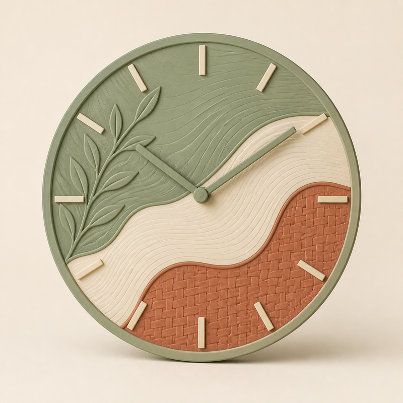 wall clock wave circle – country from PETG on bright studio background