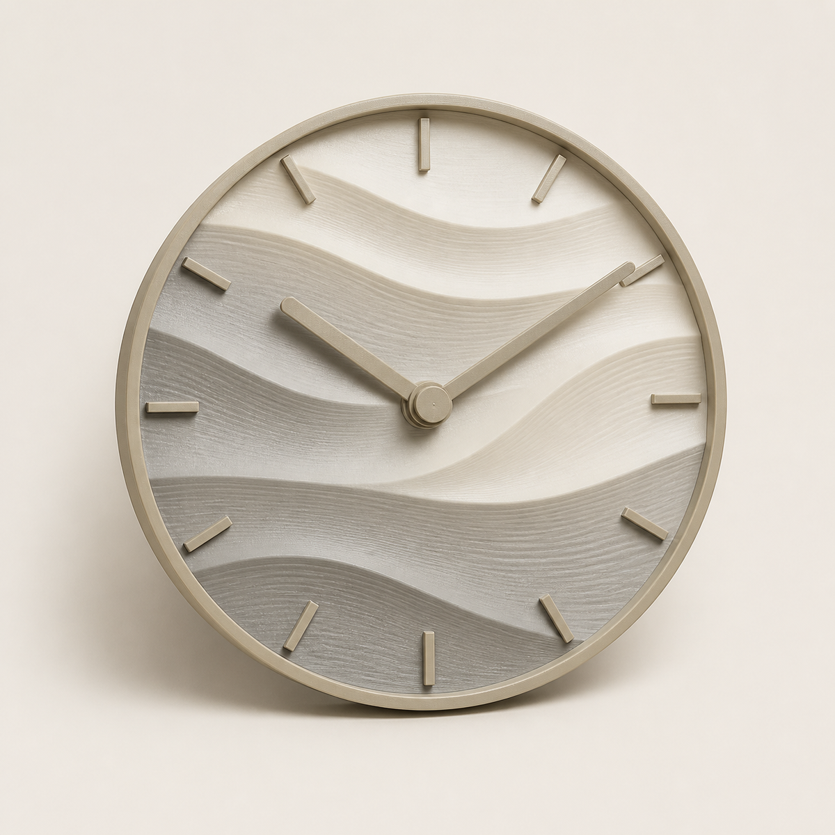 wall clock wave circle – minimalist made of PETG on bright studio background