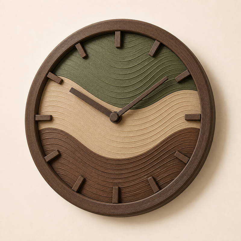 wall clock wave circle – Rustic from PETG on bright studio background