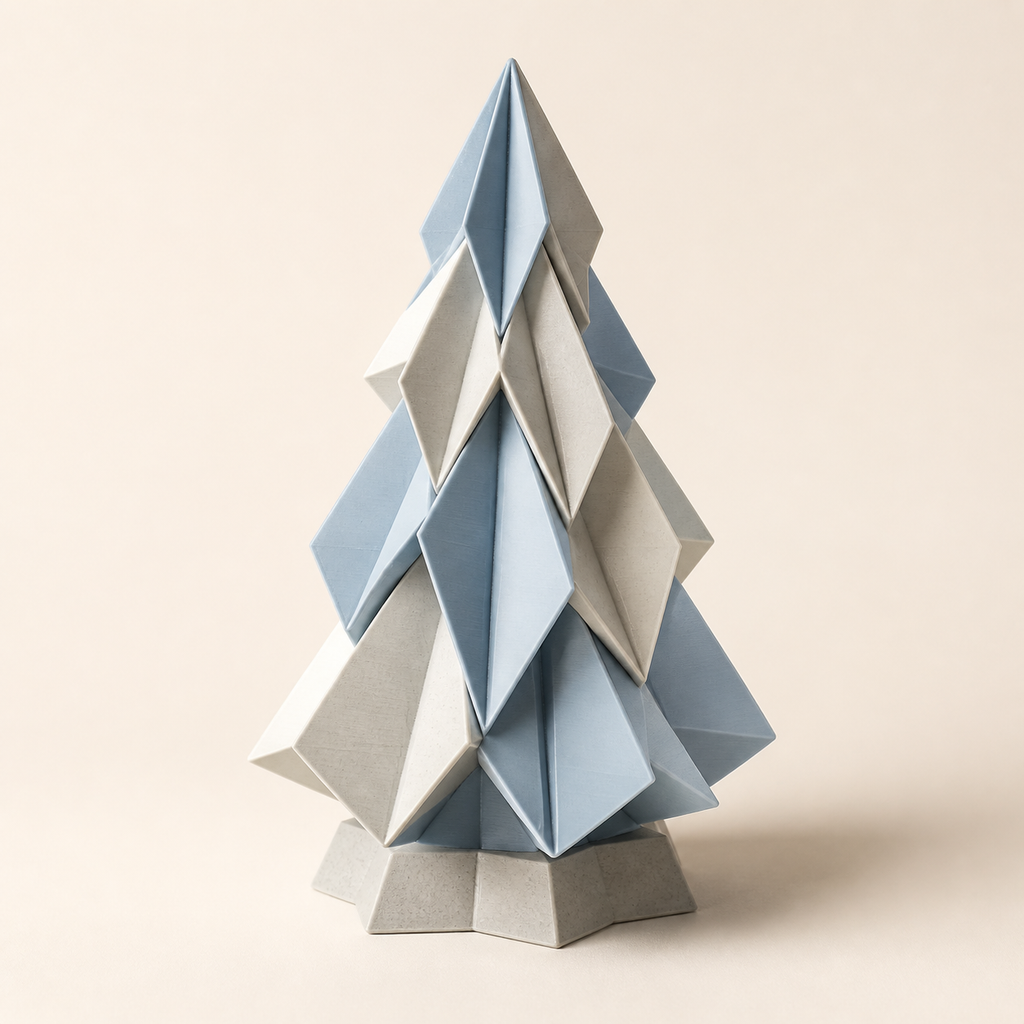 Christmas tree Ice Forest from 3D printed PETG in warm white, stone grey, ice blue