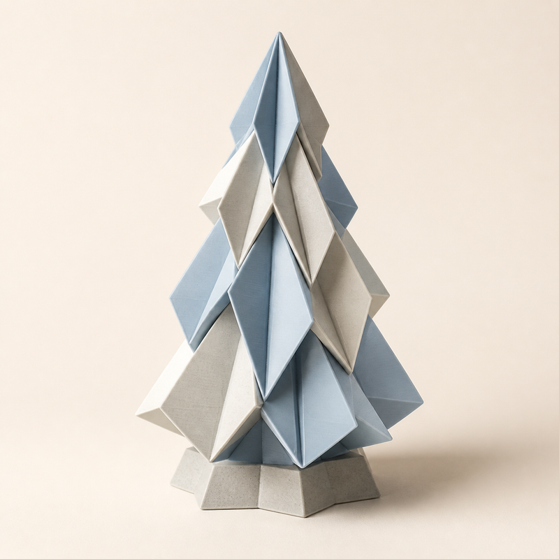 Christmas tree Ice Forest from 3D printed PETG in warm white, stone grey, ice blue