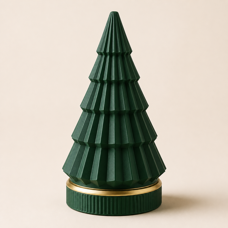 Christmas tree fir gloss in 3D printed PETG in fir green, warm white, gold