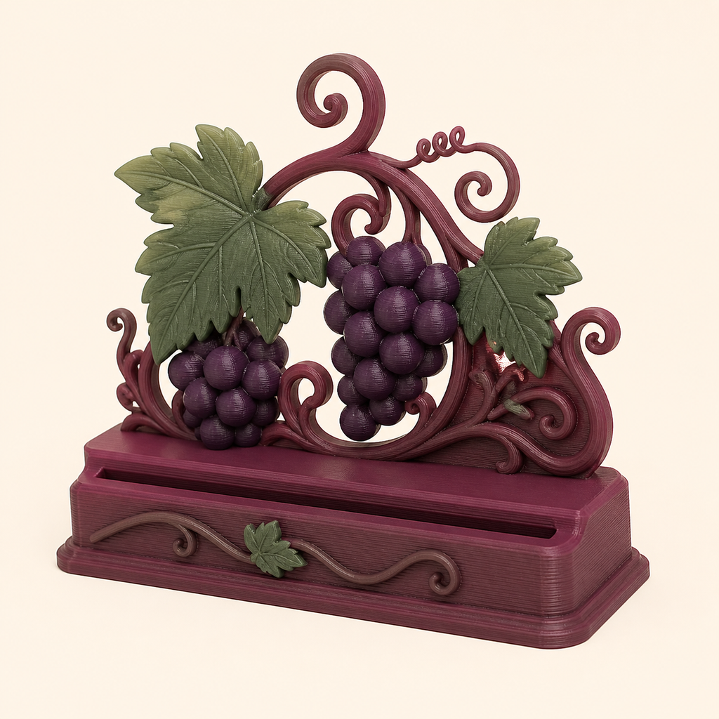 Wine point from 3D-printed PETG in Bordeaux, plum, grapevine green