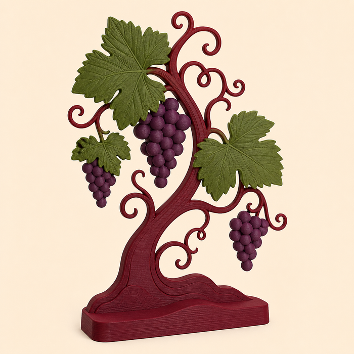 Weinlaub-Tischaufsteller Weinberg aus 3D-gedrucktem PETG in Bordeaux, Pflaume, Weinlaubgrün