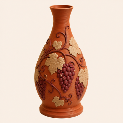 Weinlaub-Trockenblumen-Vase Rebenvase aus 3D-gedrucktem PETG in Terrakotta, Burgunderrot, Sandbeige