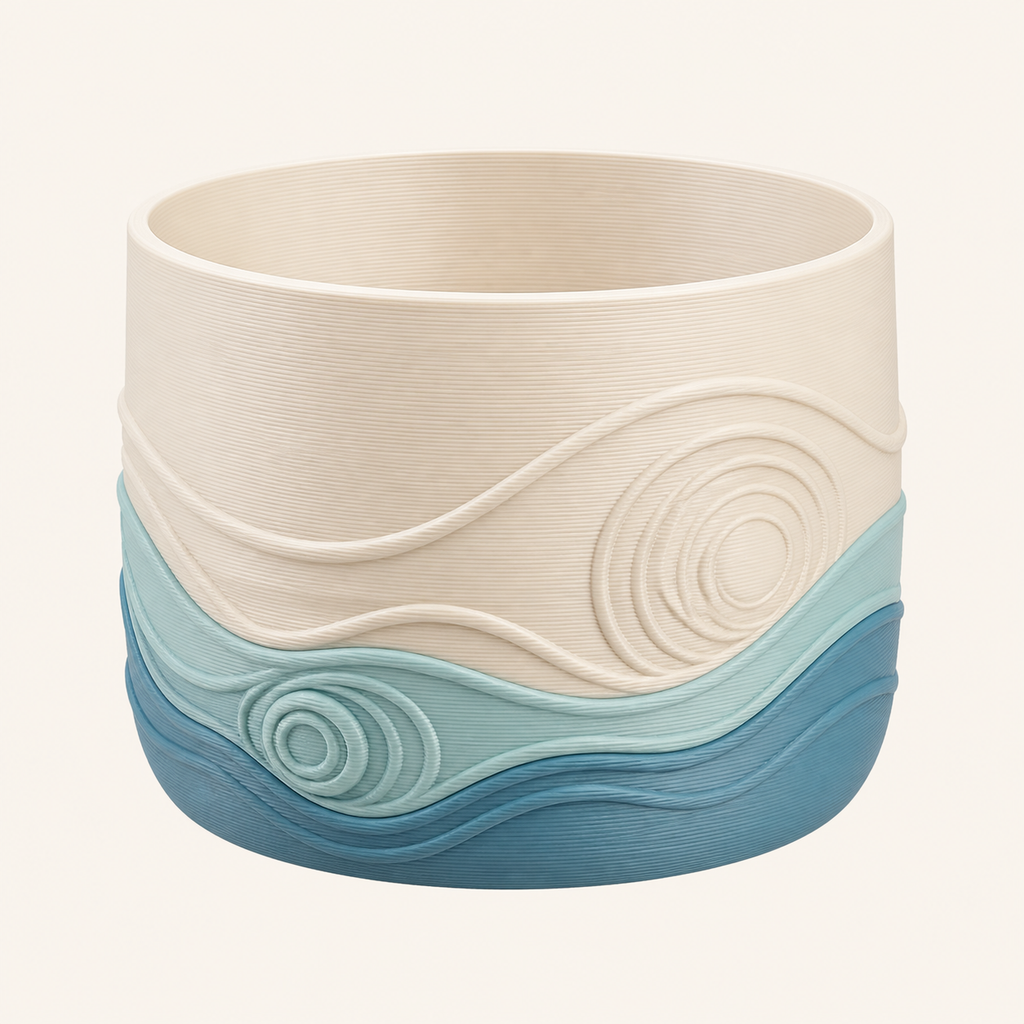 Sea glass 3D printed PETG in warm white, Sea blue, turquoise