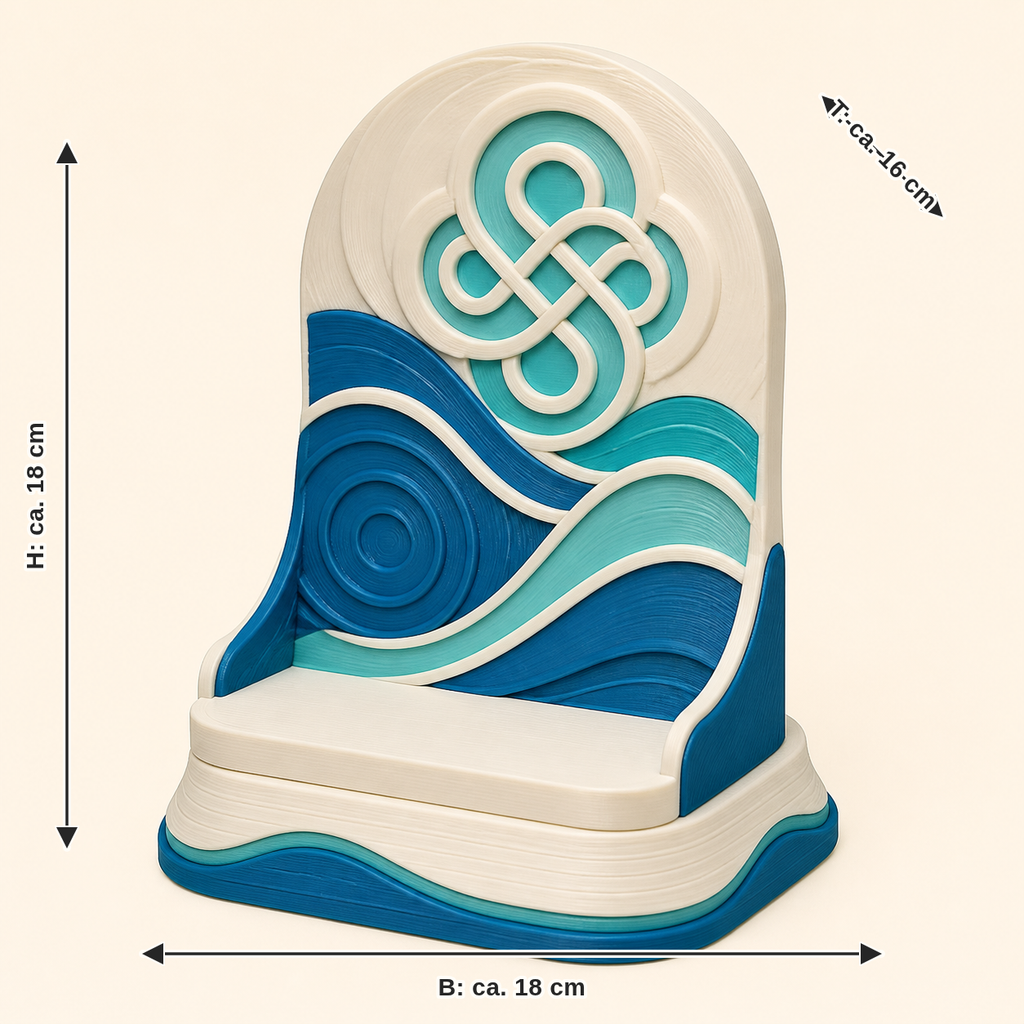 Dimensional image for wave Display stands Water nodes: width approx. 18 cm, depth approx. 16 cm, height approx. 18 cm