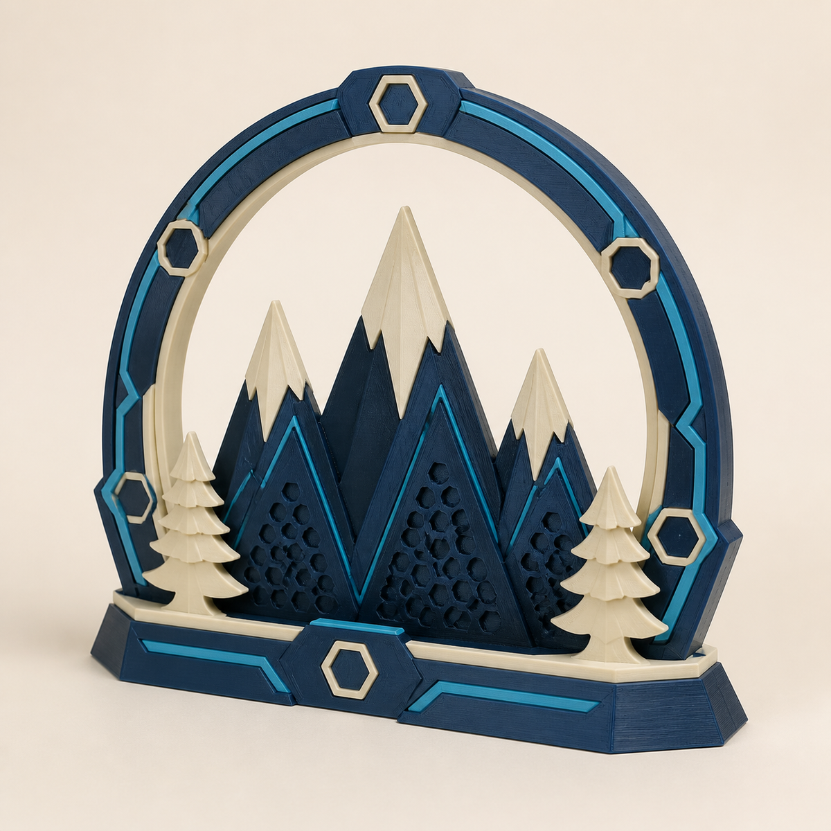 Winterbogen Gipfelruhe im Stil Futuristisch aus 3D-gedrucktem PETG in Creme, Dunkelblau, Cyan