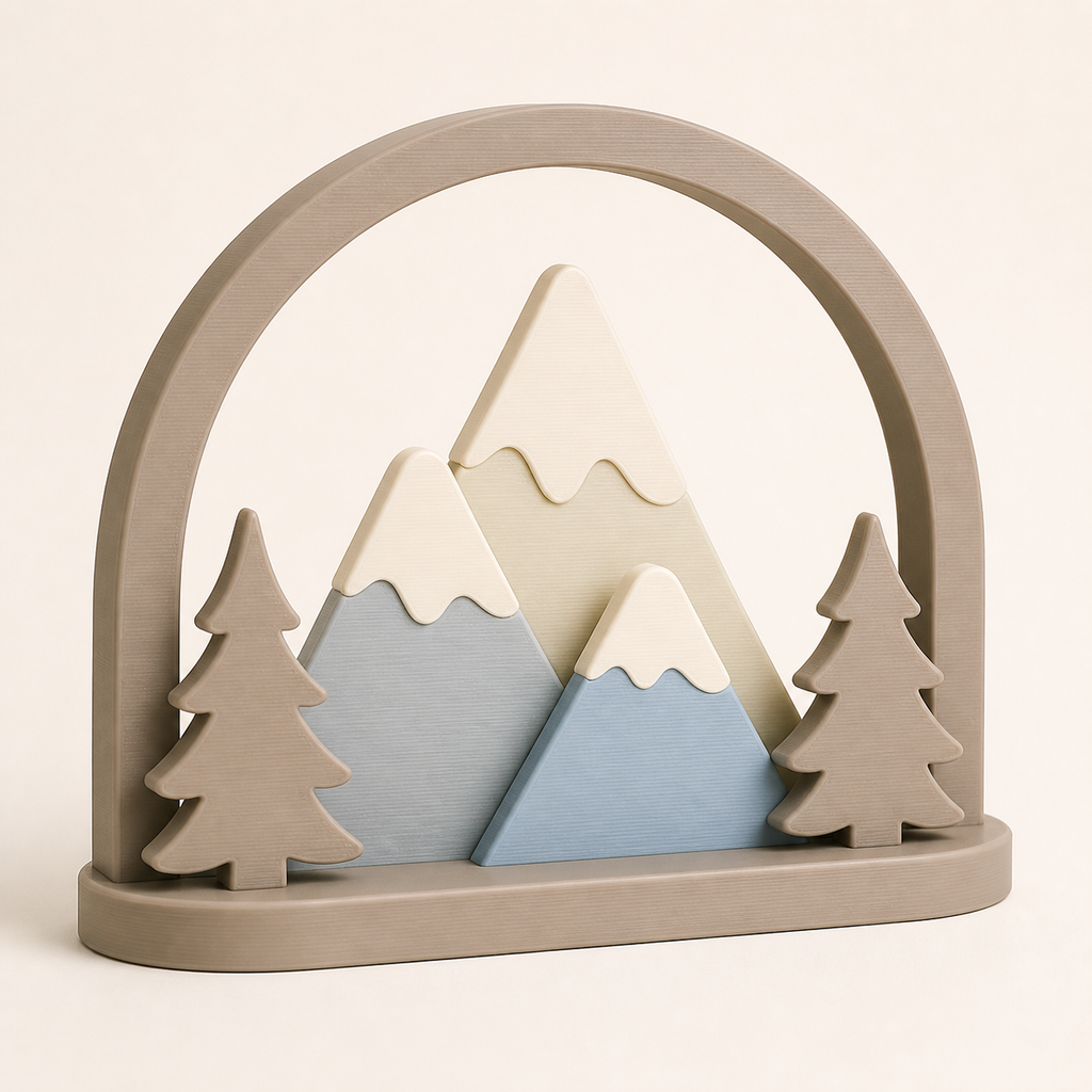 Winter arch top rest in serene style from 3D-printed PETG in taupe, light blue, cream