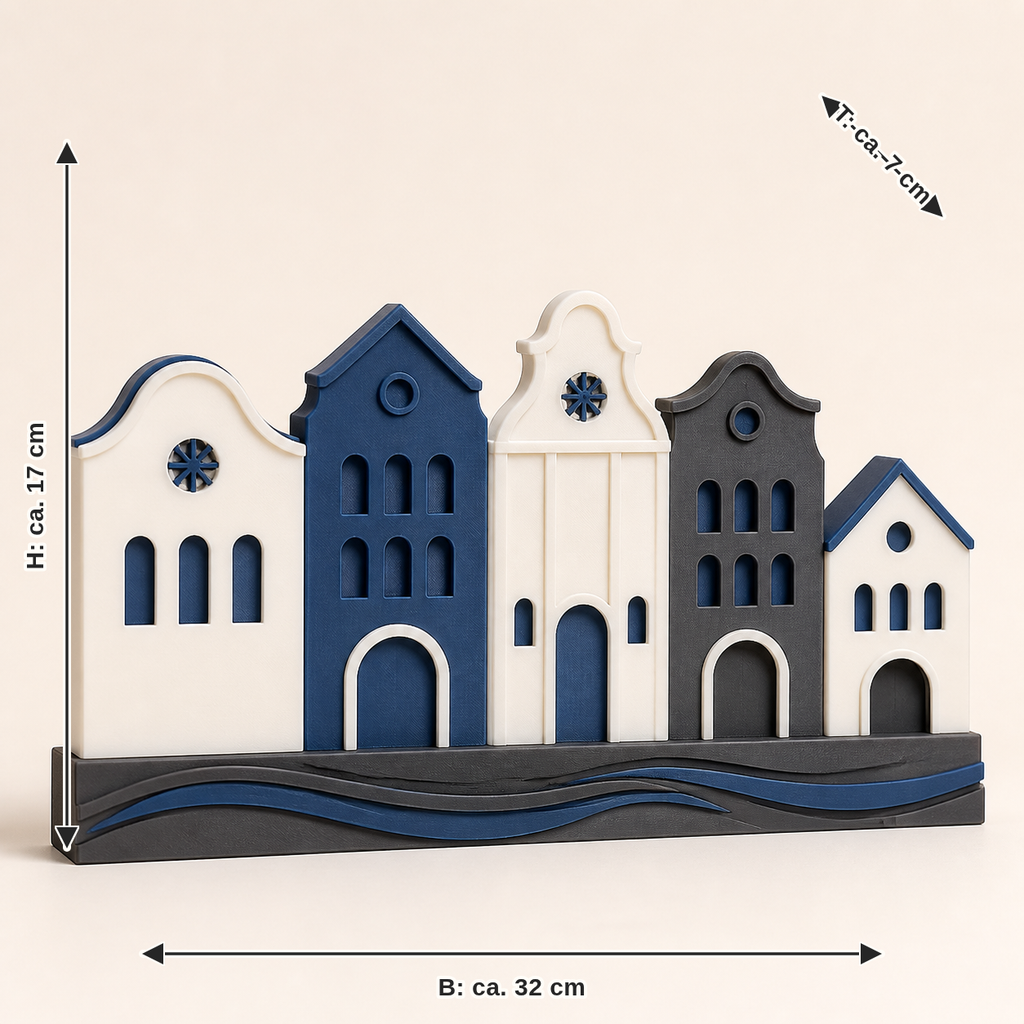 Dimensional image for winter village Altstadtsilhouette – Salzburg: width about 32 cm, depth about 7 cm, height about 17 cm