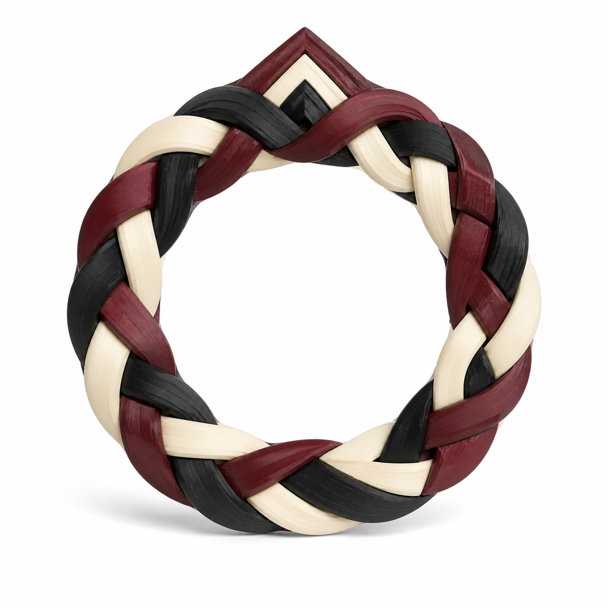 Türkranz Bordeauxgeflecht – Produktansicht auf weißem Hintergrund; Farben: Bordeaux, Creme und Schwarz.