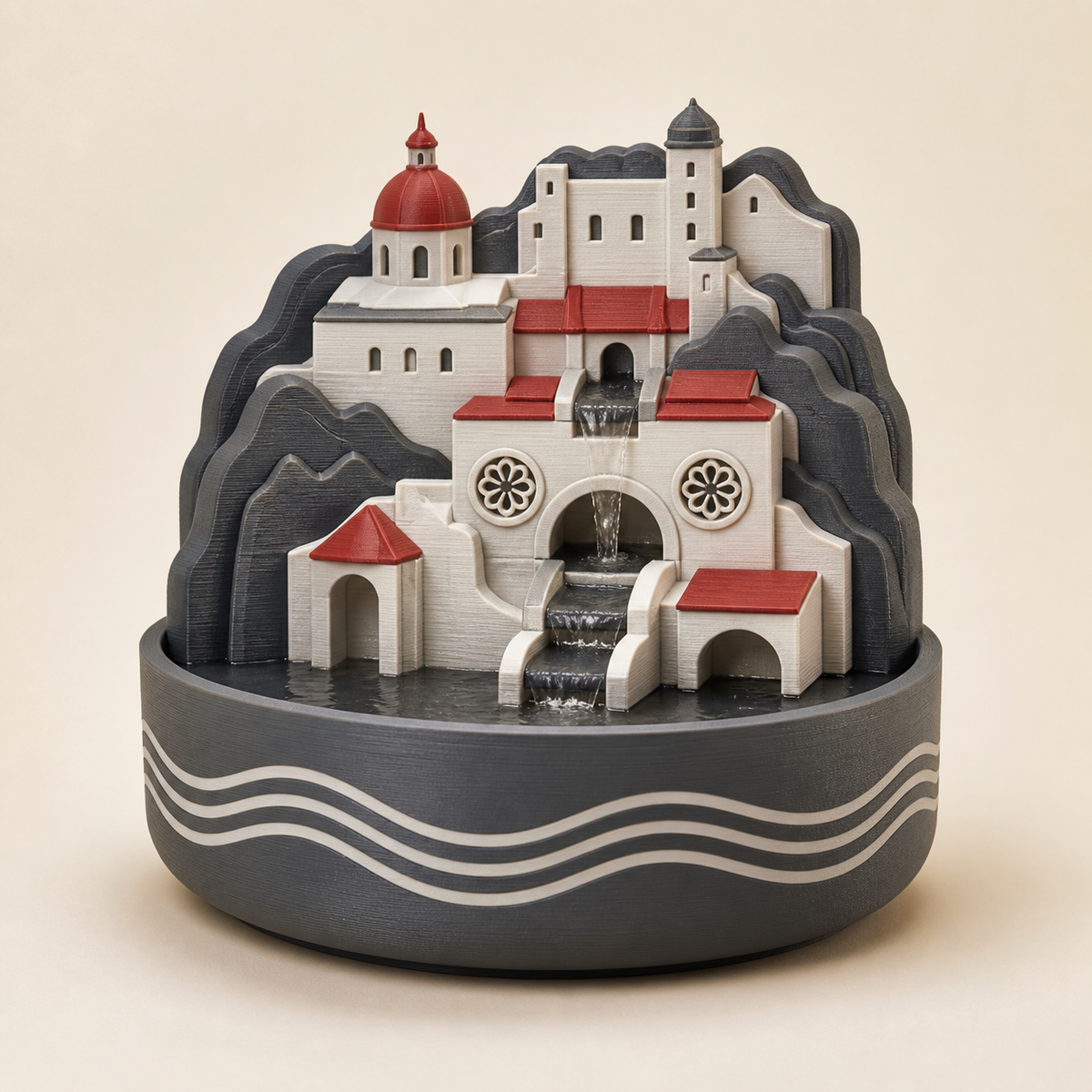 Zimmerbrunnen Altstadtquelle – Salzburg aus PETG auf hellem Studiohintergrund