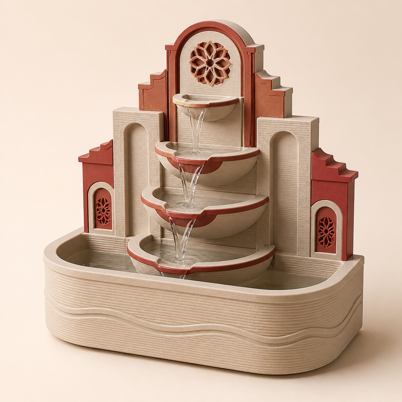 Indoor fountains Mirabellterrassen – Salzburg from PETG on bright studio background