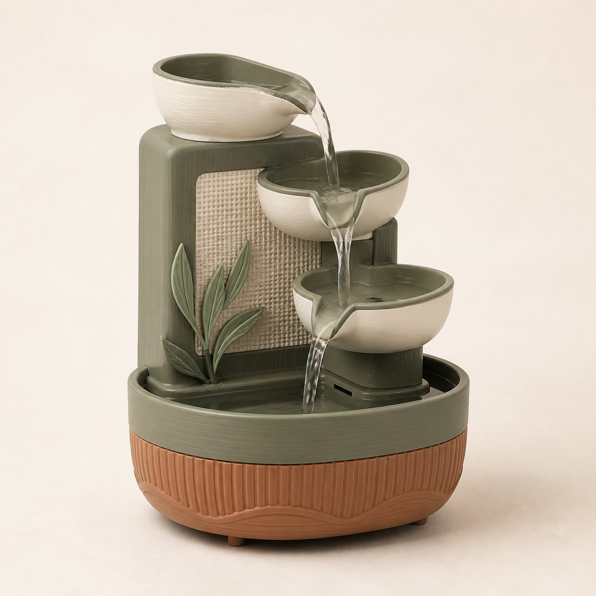 Indoor fountains step cascade – country from PETG on bright studio background