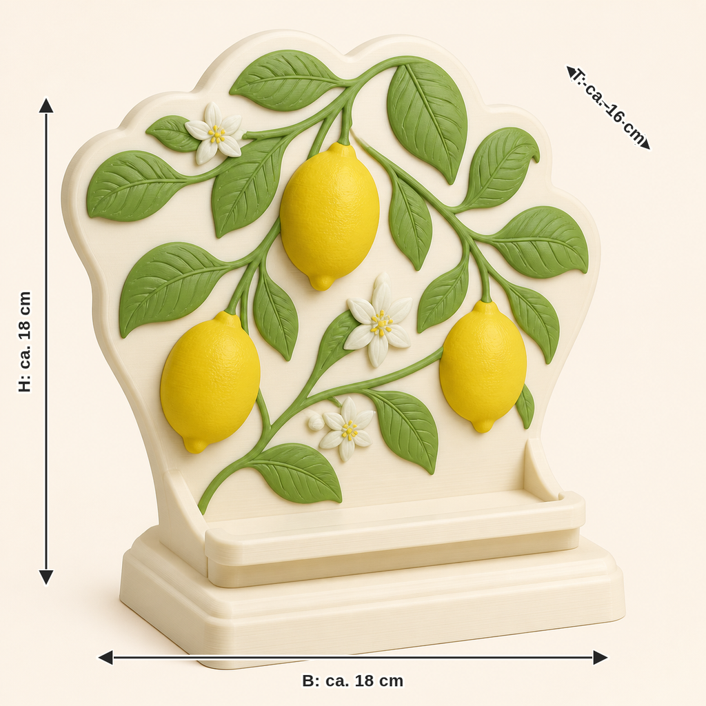 Dimensional image for lemon-Display stands leaf compartments: width approx. 18 cm, depth approx. 16 cm, height approx. 18 cm