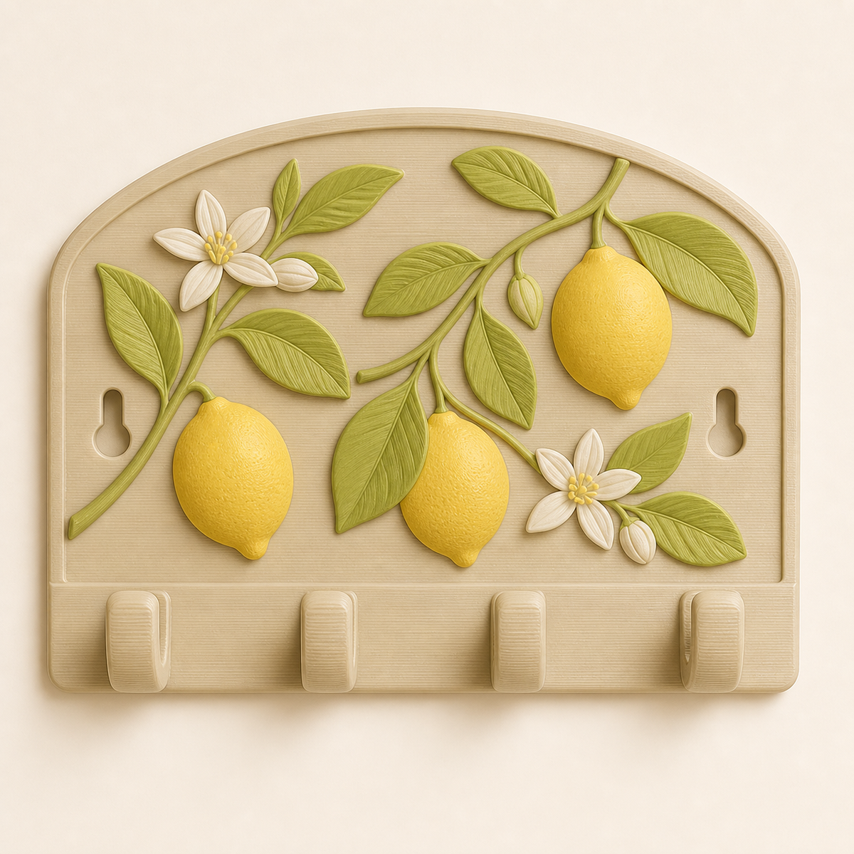 Lemon-key rack Citrus light from 3D-printed PETG in sand beige, lime green, warm white