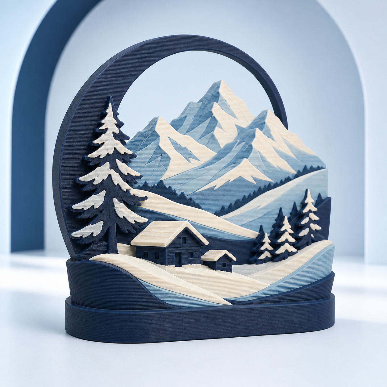 Alpenwinter-Mini-Skulptur Winteralm – Beispielartikel im Stil Winter